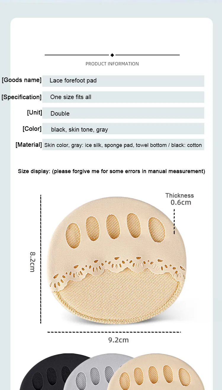 1 Paar Damen-Socken mit fünf Zehen und Vorfußpolstern, Schuheinlagen mit hohen Absätzen, halbe Einlegesohlen, Hornhautfüße, Schutz für Komfort – Detail 2