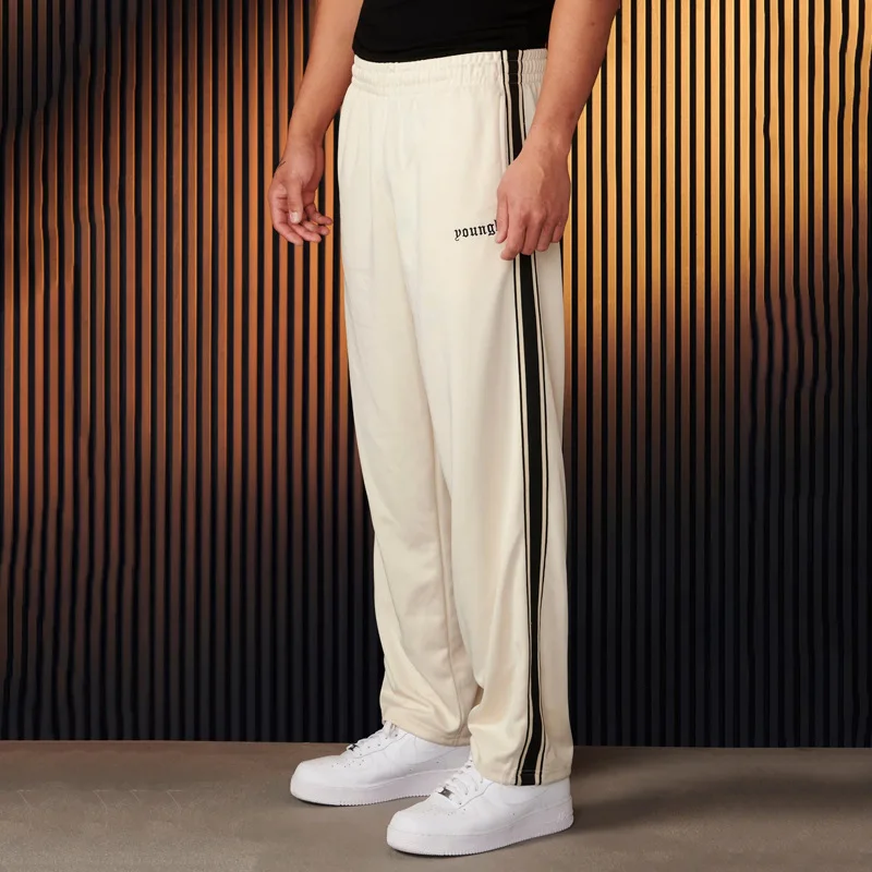 2025YA Men's Sports Pants with Ribbon Stripe Splicing Embroidered Casual Pants, Gym Sports Straight Pants 4