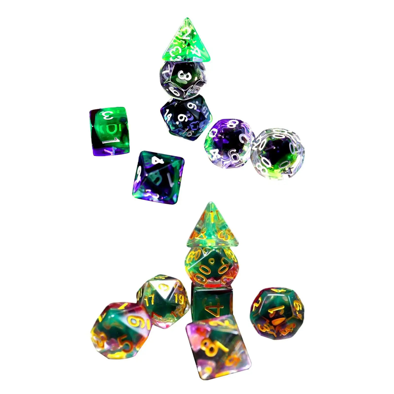 

7Pcs Acrylic Dices Party Favors D4 D8 D10 D12 D20 Polyhedral Dices Set Game Dices for Role Playing Game Board Games Party Game