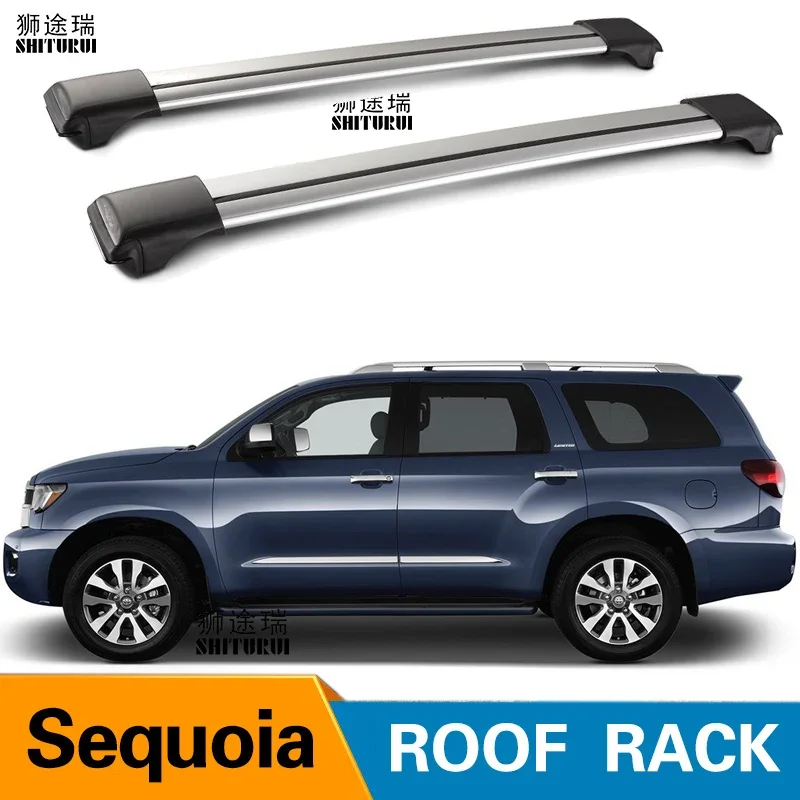 

SHITURUI 2 шт. полозья для Toyota Sequoia 2011-2020SUV крыши перила Алюминий сплав Боковые стержни поперечные рейки багажник на крышу Чемодан