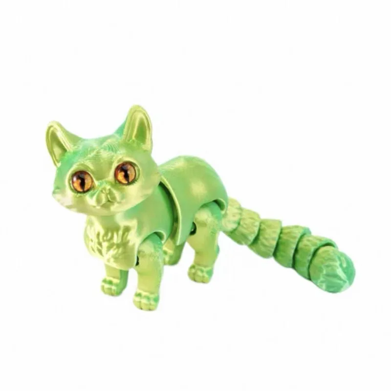 Vibrant Candy Cat 3D Printed Movable Action Figure Desktop Ornament & Birthday Gift