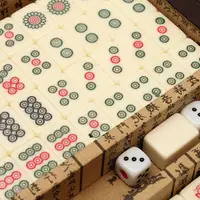 Chinese Mahjong With Antique Portable Case 144 PCS Traveling Mahjong Adult Travel Game Toy Practical Durable Engraved Tiles 2