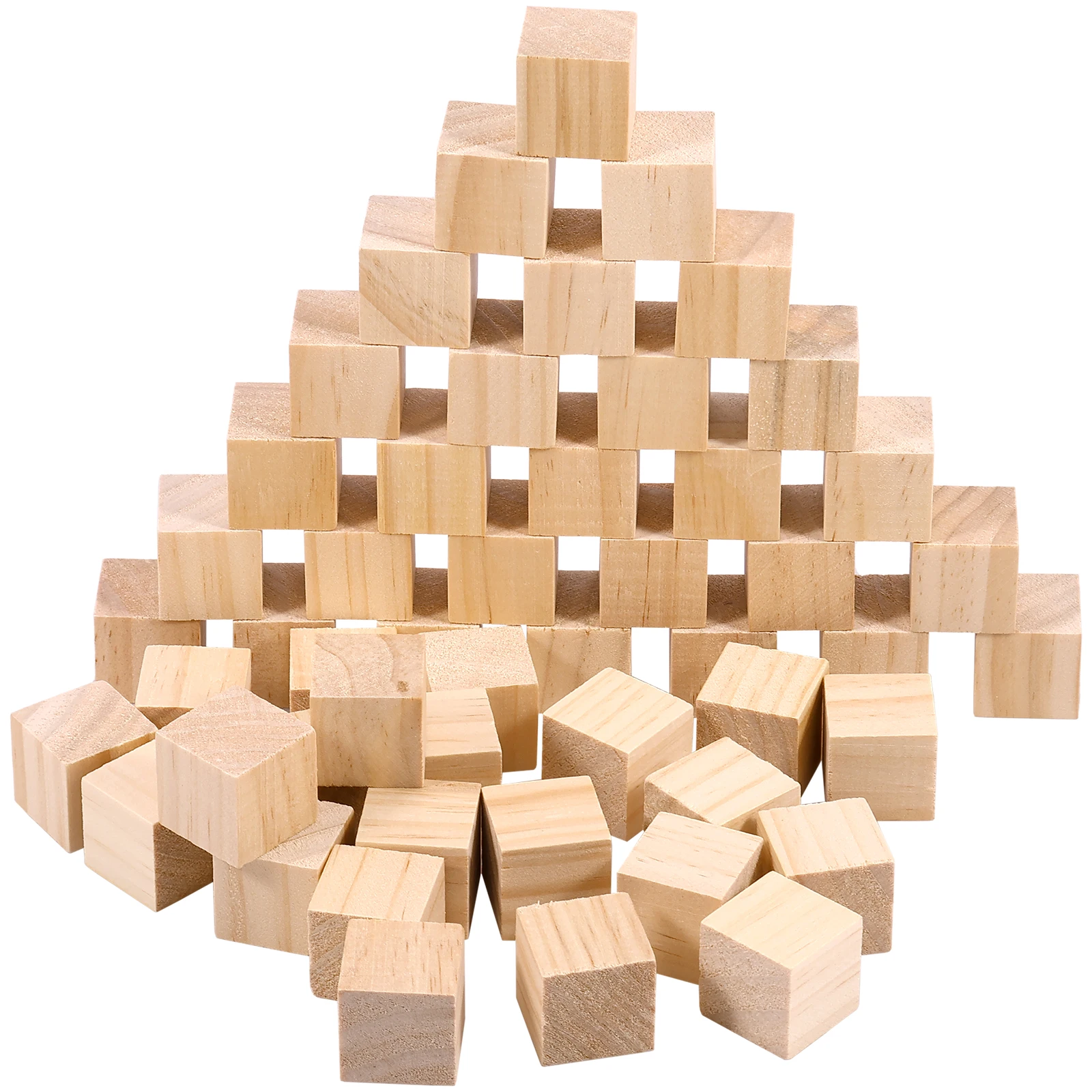 

50Pcs Wood Blocks for Crafts Pine Wood Square Blocks 1 Inch Unfinished Wood Craft Cubes Natural Wooden Blocks Wooden Cubes for