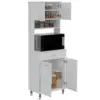 Della 60 Kitchen Pantry with Countertop, Closed & Open Storage White 5
