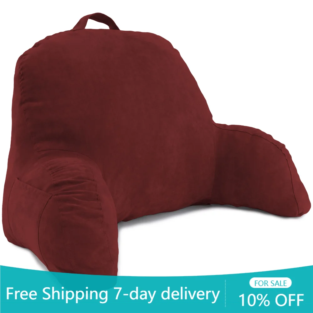 

Deluxe Comfort Microsuede Bed Rest- Stuffed Fiberfill with Arms, Red Easy To Take Along with You with Its Handy Built-in Handle