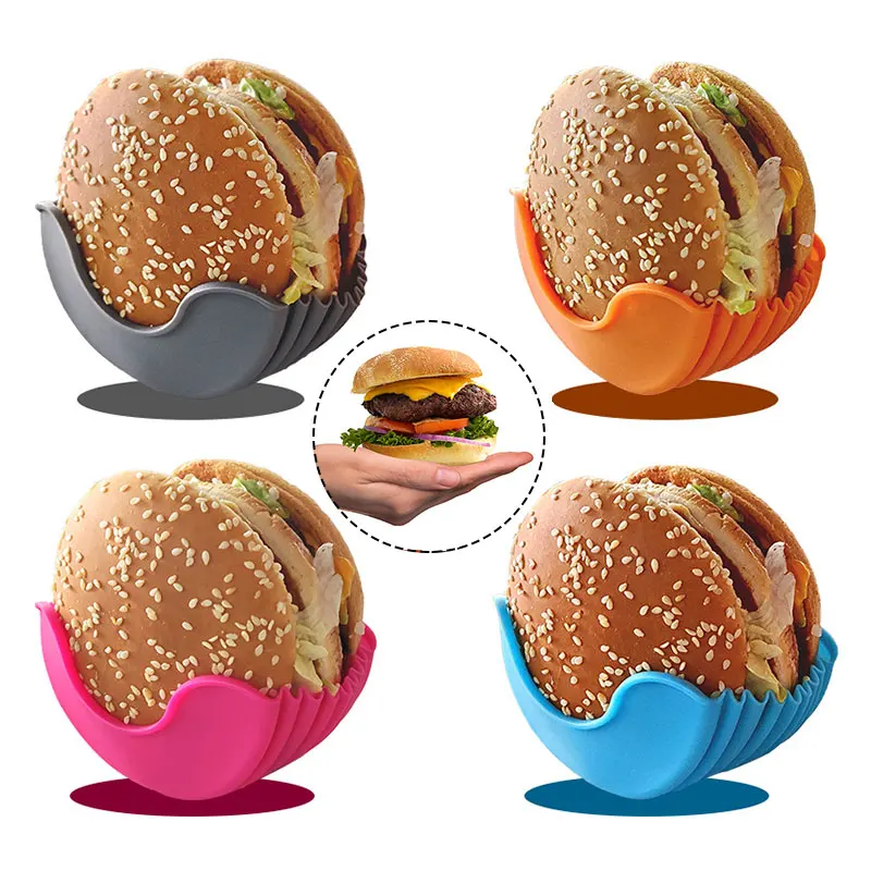Tanio Silikonowy klips hamburgerowy bezstykowe pudełko na hamburgera antypoślizgowe kanapki klip mocujący sklep