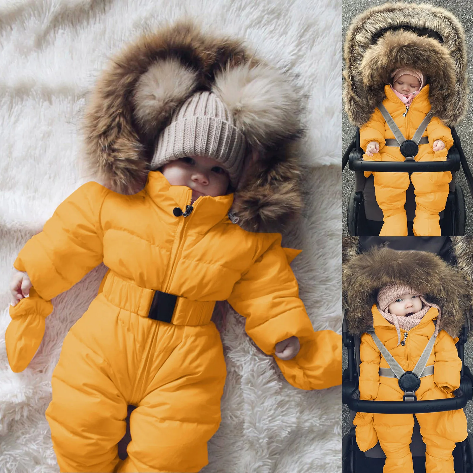 Winter Clothes Baby Down Jacket Romper Boys Girls Snow Wear Jacket Hooded Jumpsuit Warm Thick Coat Outfit