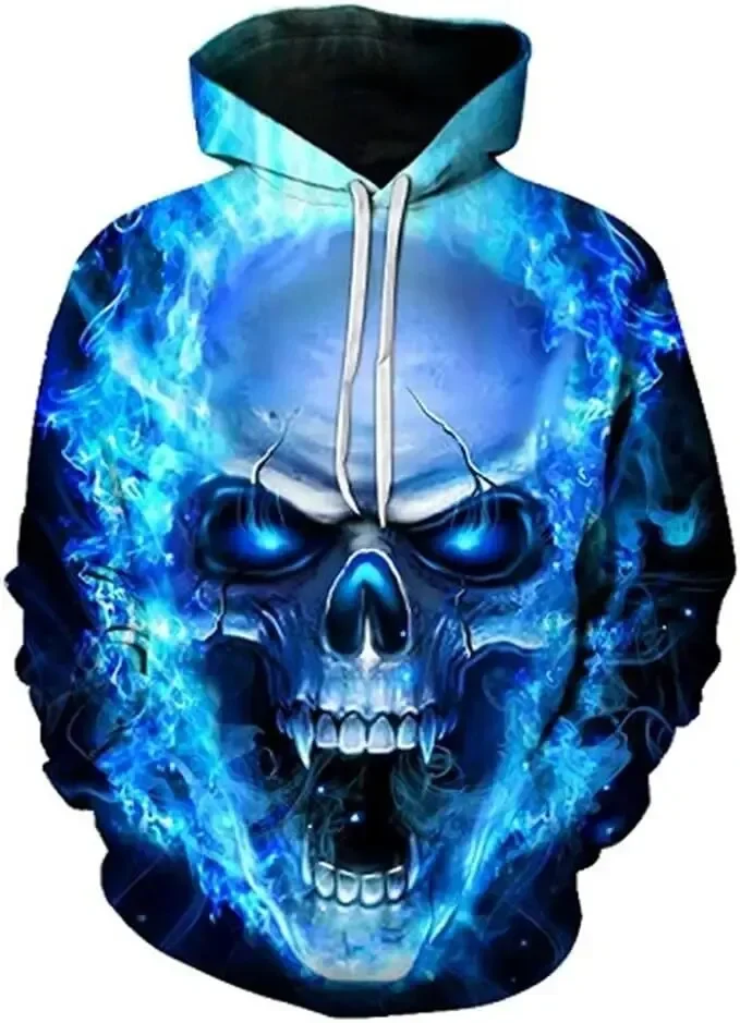 thumbnail image 1 of Nueva sudadera con capucha para hombre, estampado de calavera en 3D, jersey con estampado de tendencia urbana, manga larga, estilo hip hop, informal, holgada, para otoño, ropa para hombre, 1 of 5