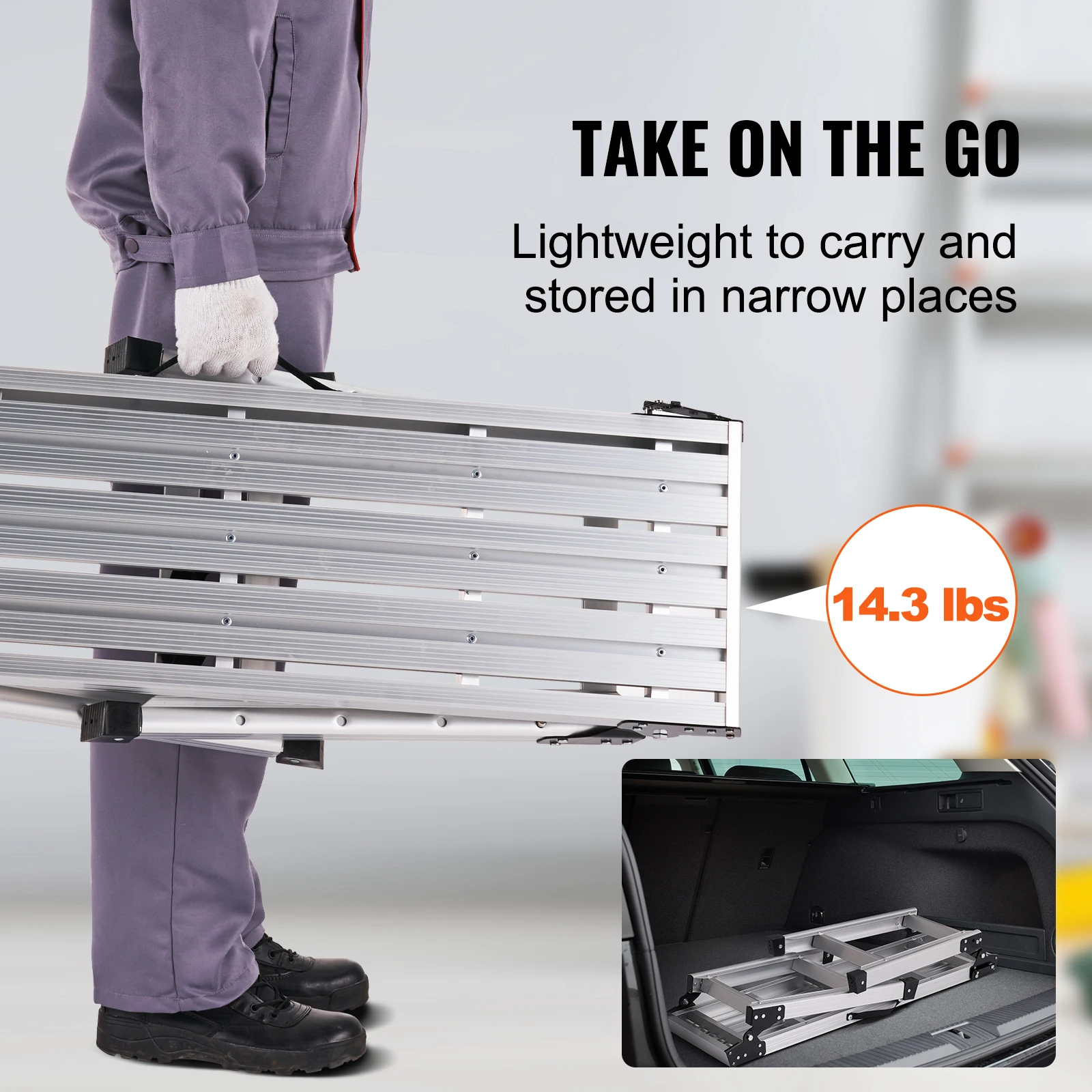 330lbs Work Ladder Platform Adjustable Folding Aluminum Drywall Non-Slip