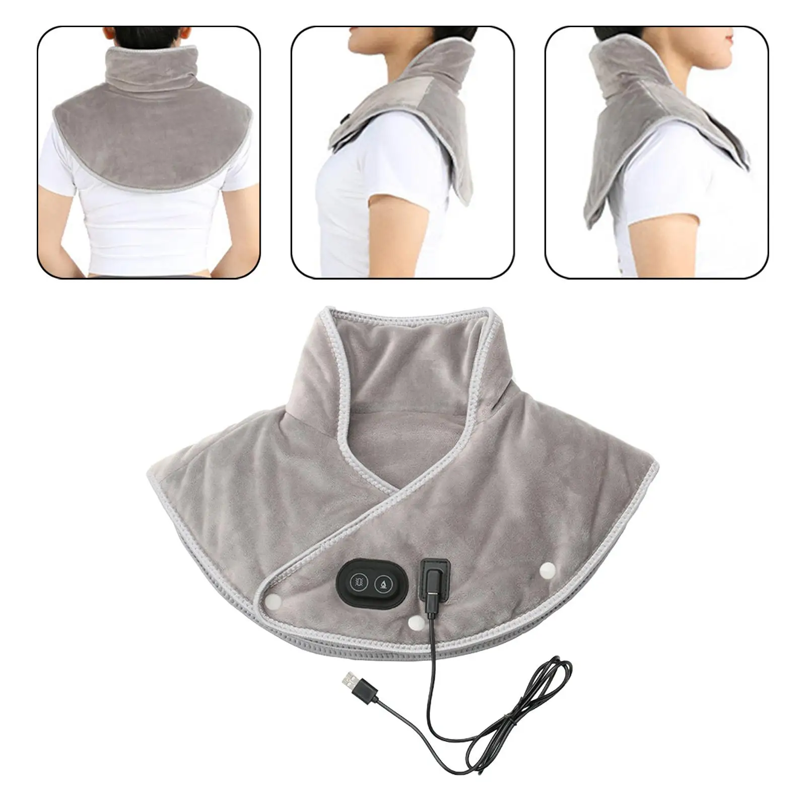 

Электрическая нагревательная плечевая Шейная Подушка, портативная с 3 настройками температуры, большая для мужчин и женщин, массажный Бандаж с USB, термокомпрессионный коврик