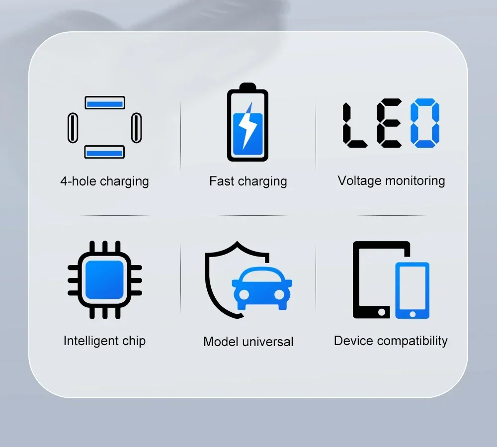 100W USB Digital Display Car Charger Charger Fast Charging Mobile Phone Charging Type C Adapter For iPhone Xiaomi Huawei Samsung