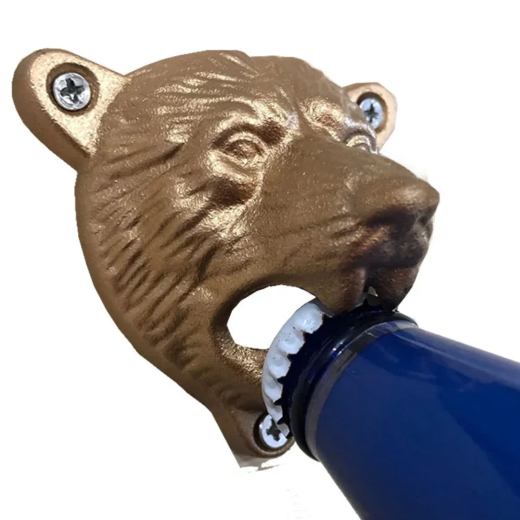 Description Picture 4 of itemCreative Cast Iron Bear Head Bottle Opener Wall Beer Open Bottle Bar Restaurant Fixed Wall Opener