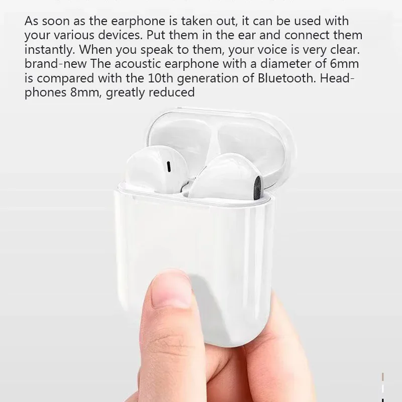 Bluetooth Earphones New i12 TWS Wireless Bluetooth Headset with Mic In-Ear Stereo Earbuds Fone Bluetooth Earphones Sports Gaming Headphones
