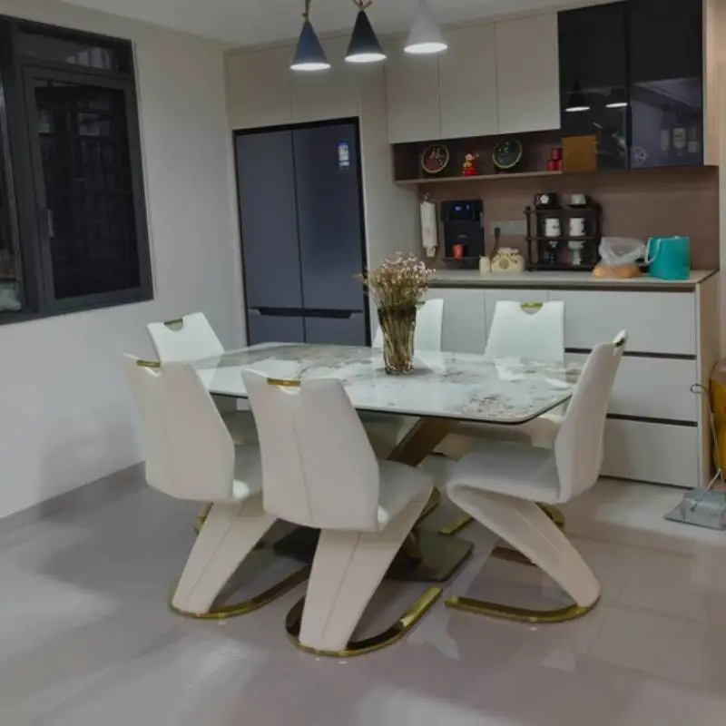 Unique Modern Dining Table Designer Nordic White Kitchen Mobile Dining Tables Salon Mesas De Jantar Living Room Sets Furniture
