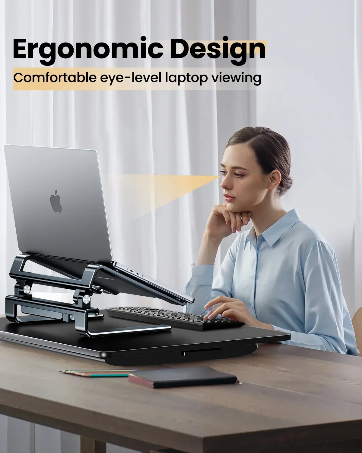 Eary Aluminum Laptop Stand for Desk With Height Adjustable Riser Ergonomic Universal For Notebook Macbook Lenovo Computer Holder