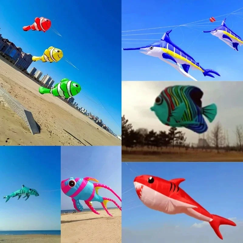 

free shipping large fish kite pendant for adults kite string flying soft kites outdoor toysoutdoor games for children windsock
