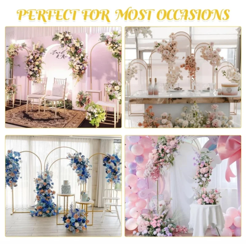 5ft/6ft/6.6ft Golden Arch Background Metal Frame Wedding Event Decoration