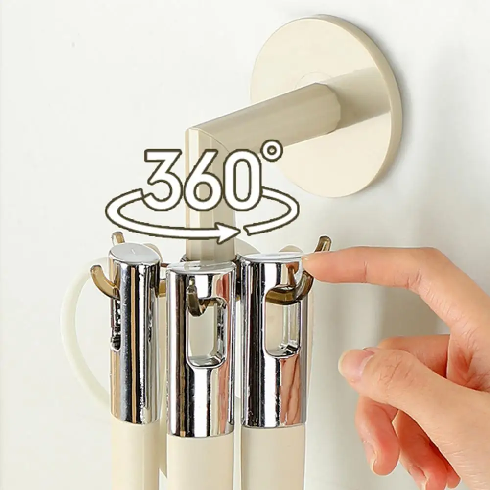

Wall-mounted Utensil Rack Rotary Wall-mounted Storage Rack with Multi Hooks for Kitchen Utensils Towels Punch-free Anti-slip