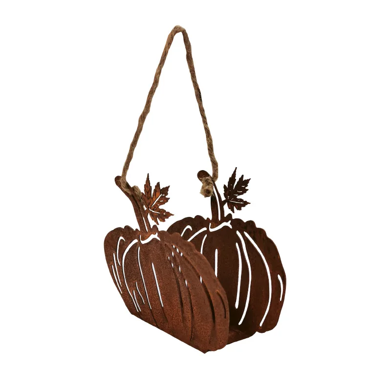

Unique Handmade Rustic Metal Sheet Pumpkin as Hang Decoration or Hanging Basket