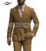 2024 New Mens Blazer Luxery Designerstyle Western Tailored Suit Lapel Belt Tuxedo Gentleman Texture Solid Color Unique Design 3
