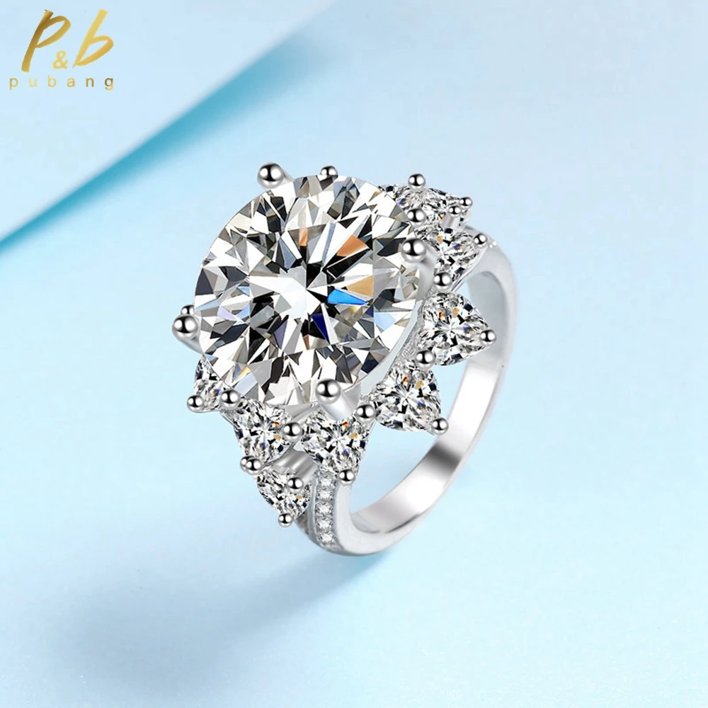 

PuBang Fine Jewelry Solid 925 Sterling Silver 18K White Gold Luxury Moissanite Diamond Ring for Women Wedding Gift Free Shipping