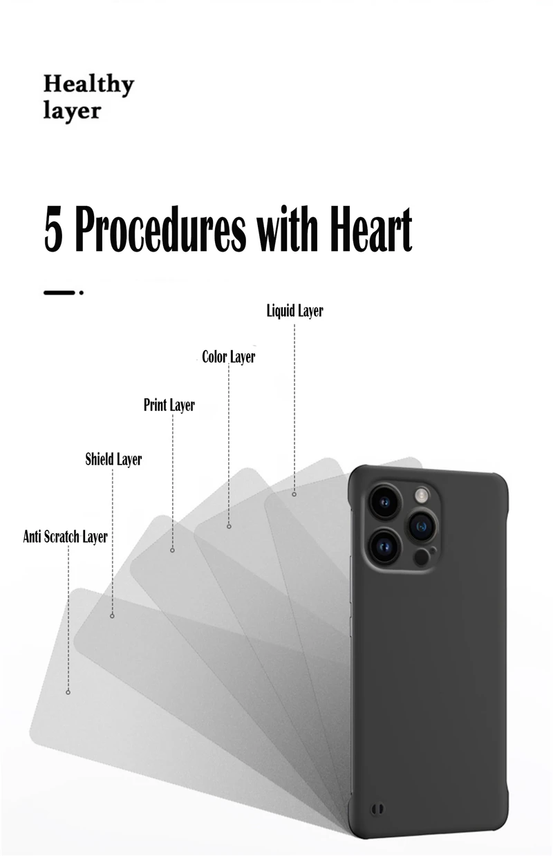 Custodia rigida per PC con retro trasparente e senza cornice, per iPhone 14, 15 Plus, 13, 12 Mini, 11 Pro, X, XR, XS Max, custodie sottili antiurto_voghion.com