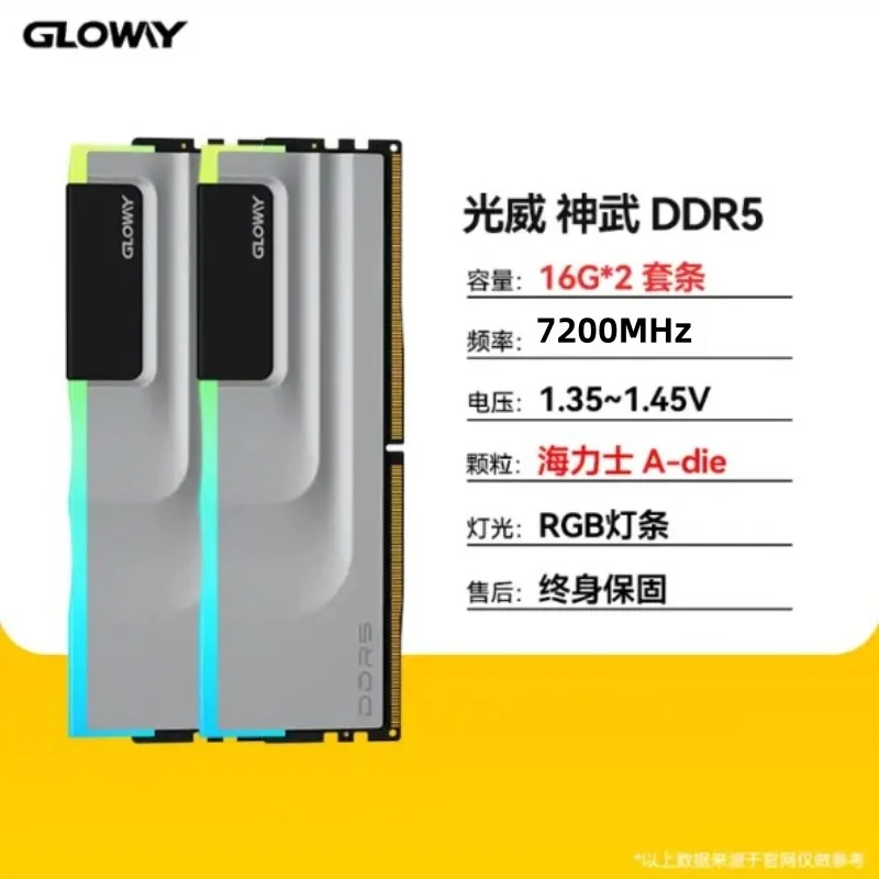 Gloway DDR5 Ram 7000MHZ 6400MHZ 16GBX2 32GB RGB Memory Kit