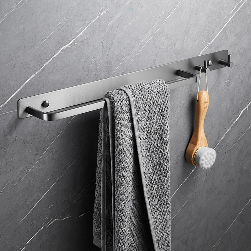 Black Gold Bathroom Towel Holder Brass Gold Chrome Lavatory Towel Rack Hooks Gray Single Rack Bathroom Accessories