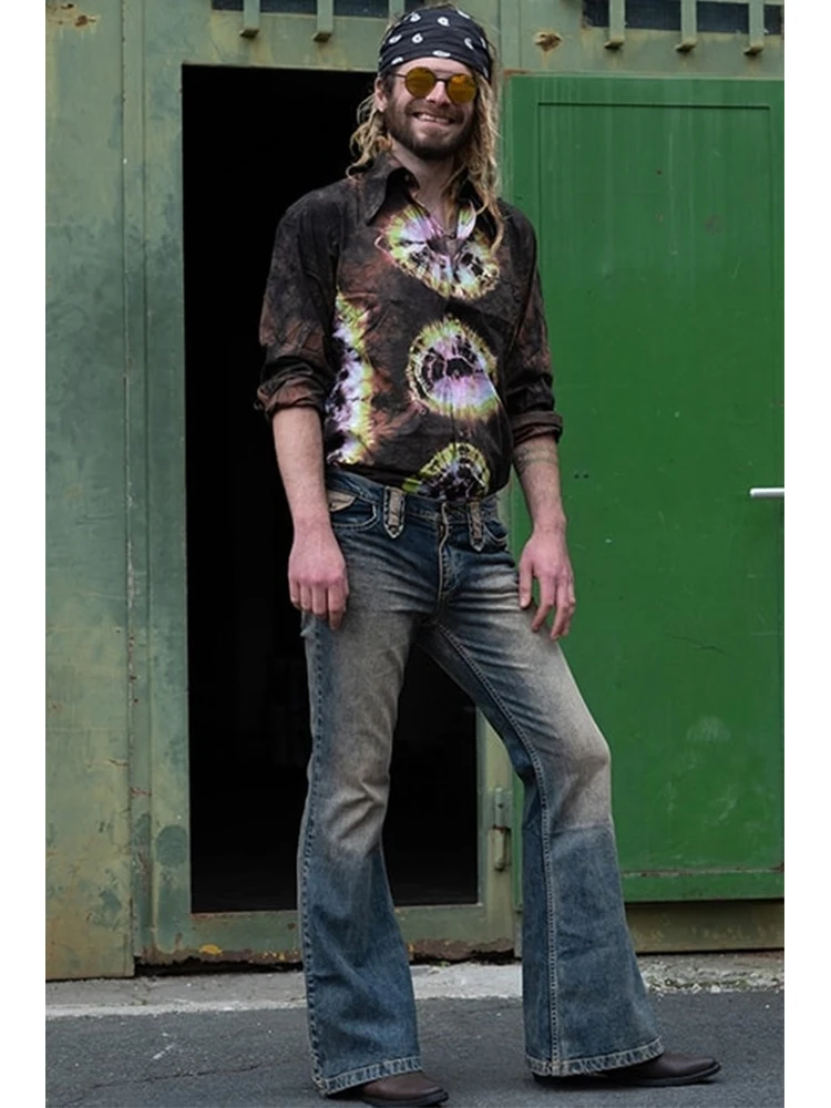 NewTrendDenimTribeMenJeans2023SpringFallFlarePantsHipHop