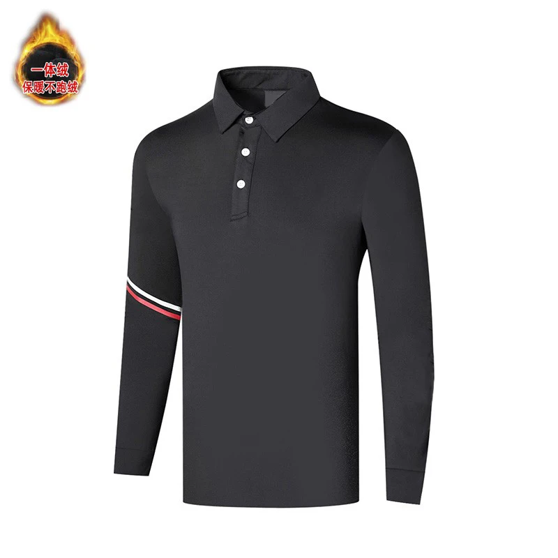 Long Sleeve Velvet Golf Shirt for Men, Outdoor Leisure Sports T-Shirt, Polo Shirt, Autumn and Winter, New, 2022