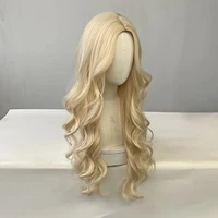 Perruque synthétique bouclée dorée pour cheveux longs bouclés pour fête, cosplay d'Halloween, usage quotidien, accessoire capillaire haute température 5
