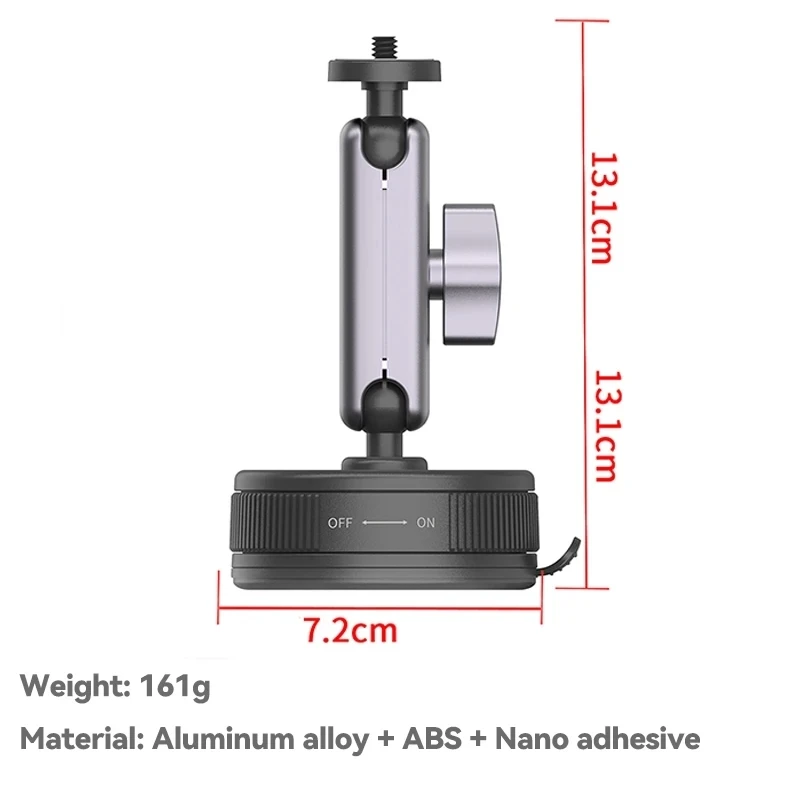 Bras articulé du support ventouse voiture pour action cam Insta360 GoPro DJI, rotation 360° visible