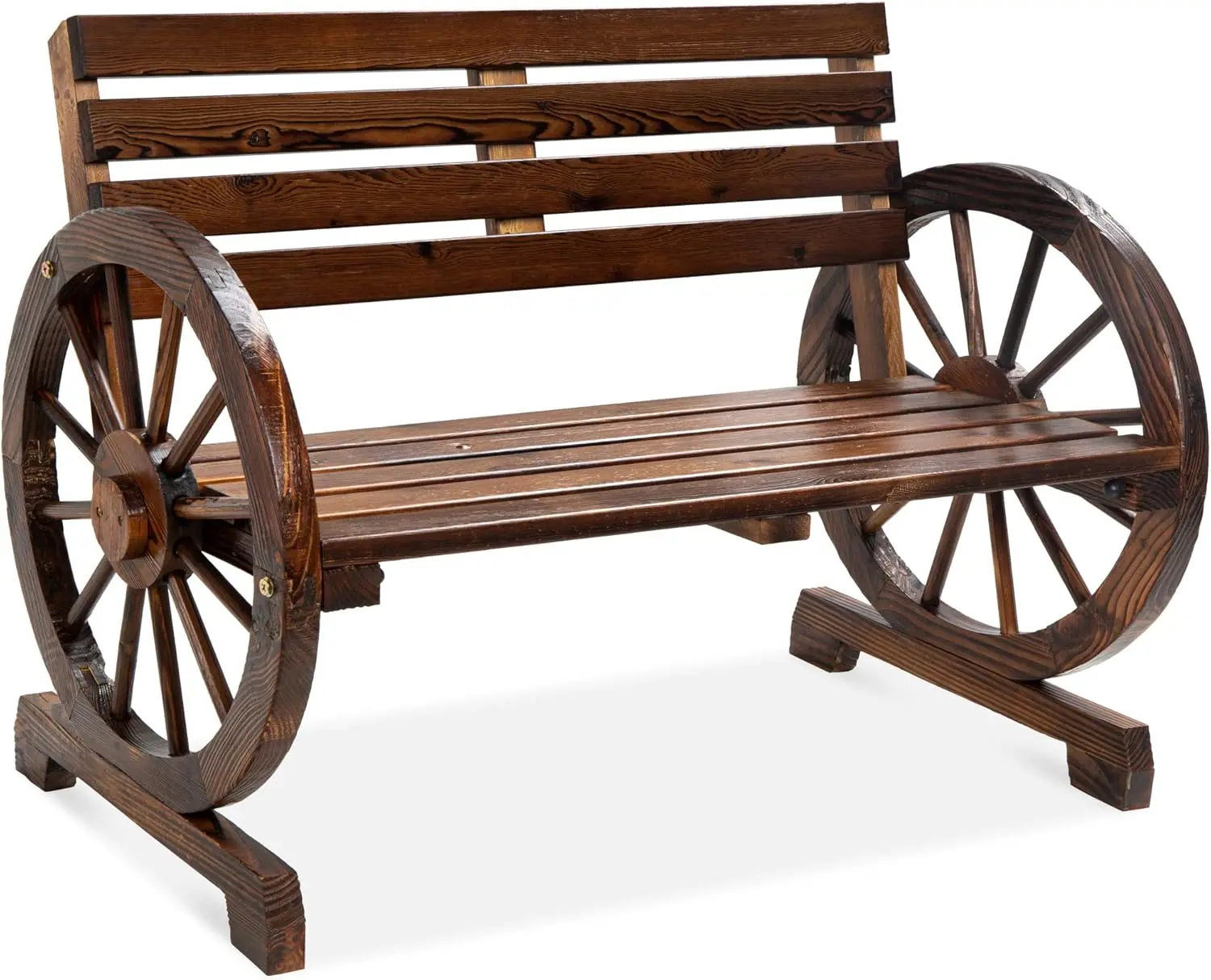 2-Person Wooden Wagon Wheel Bench 1