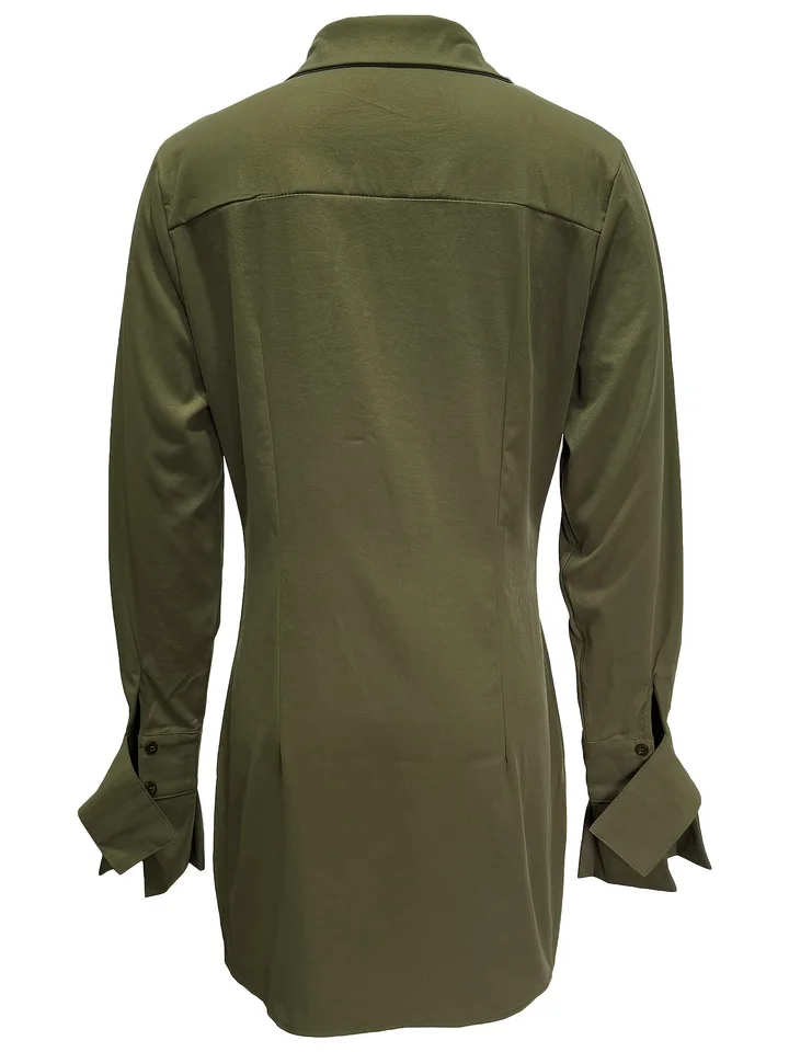 Elegant Solid Color Long Sleeve Shirt Dress