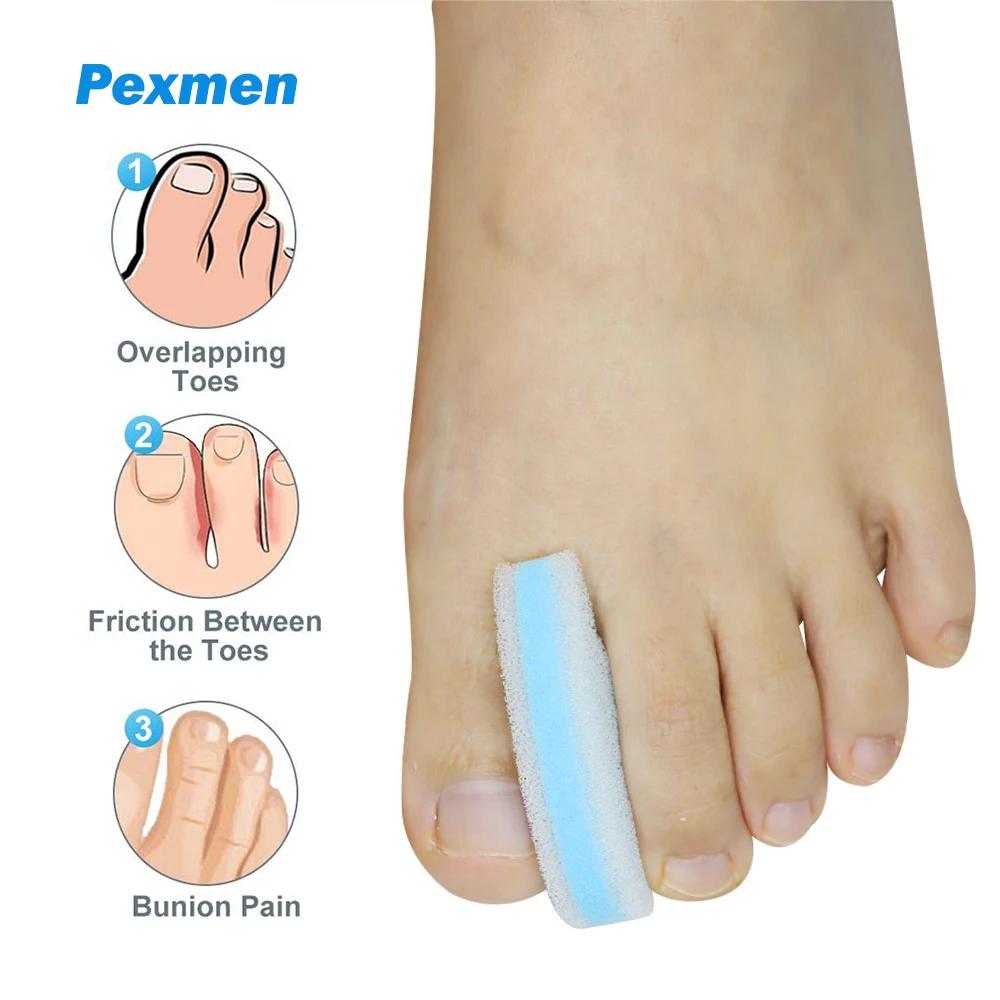 

Pexmen 2Pcs/Pair Foam Toe Separator Spacer Prevent Friction and Align Crooked Overlapping Toes Corns and Blister Toe Protectors