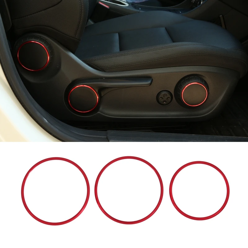 

3Pcs Car Seat Adjustment Switch Knob Ring Cover Trim Red for Mercedes Benz A B GLA CLA Class W176 W117 W246 C117 A180