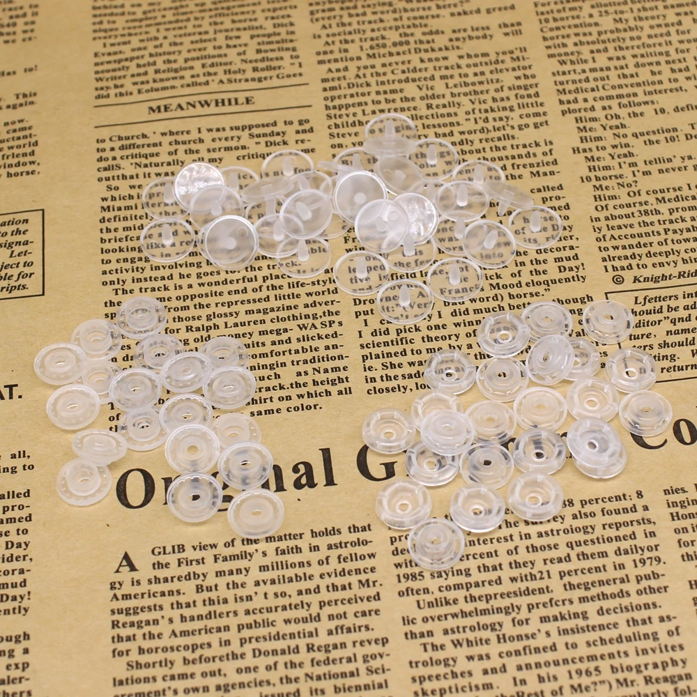 Transparent Snap Buttons 50 or 100set Resin snap buttons clothing accessories Press Stud Fasteners T5 12mm plastic snaps 4