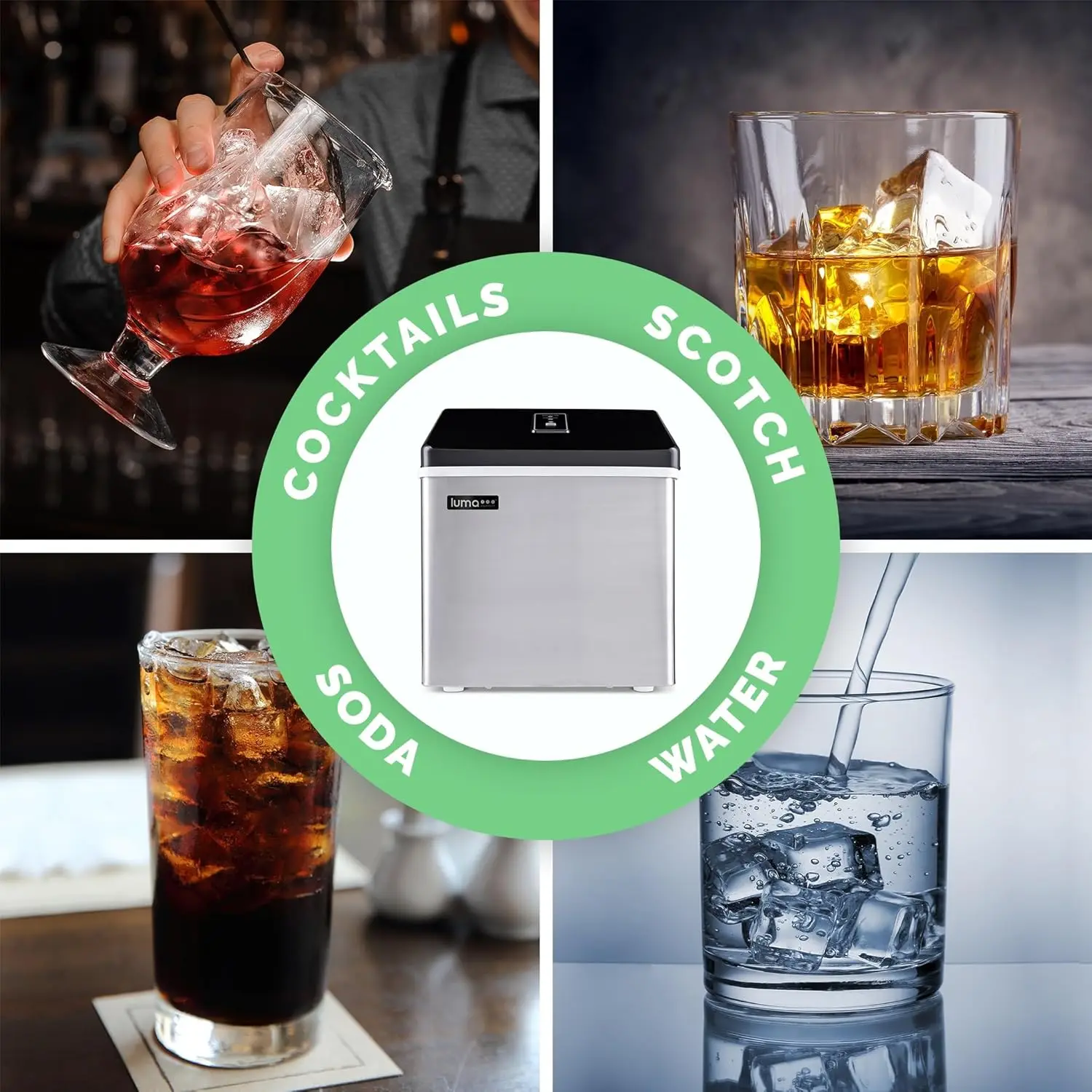 Ice Cube Maker Machine | First Cubes in 15 Minutes, 40 lbs. of Ice in 24 Hours |  Portable Design in Stainless Steel - IM200SS 4