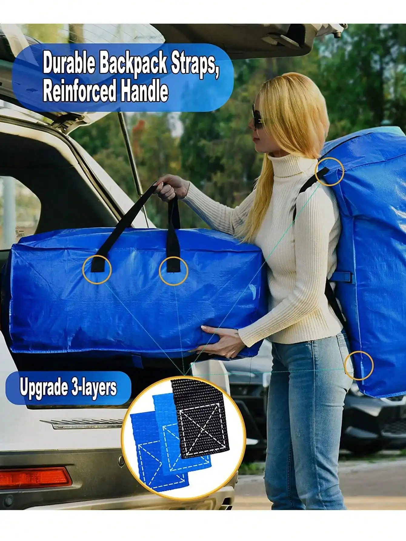 Moving Bags, Storage Totes, Extra Large Storage Bags for Moving Supplies, College Dorm Essentials, Bedroom Closet, Packing Bags 2