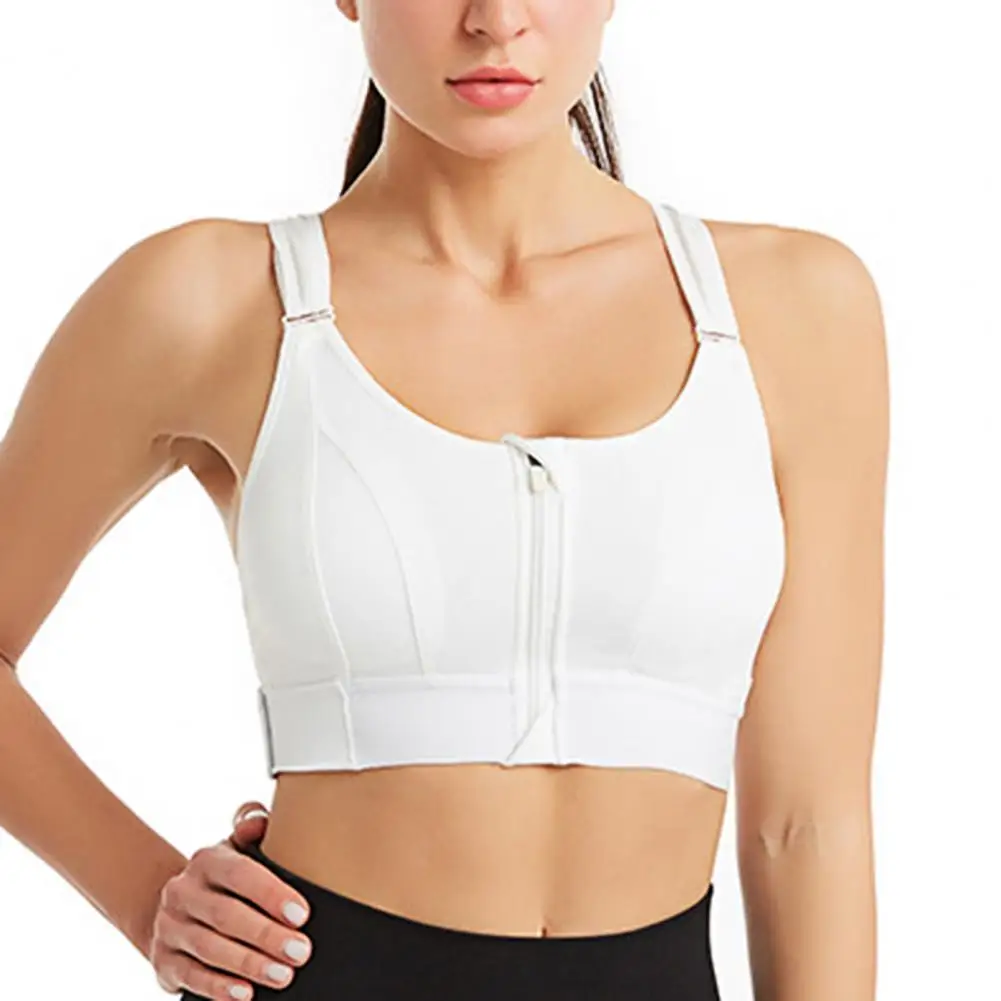 

Seamless Sports Bra Breathable Yoga Bra Supportive Women's Sports Bra Front Zipper Closure Cross Back for Running
