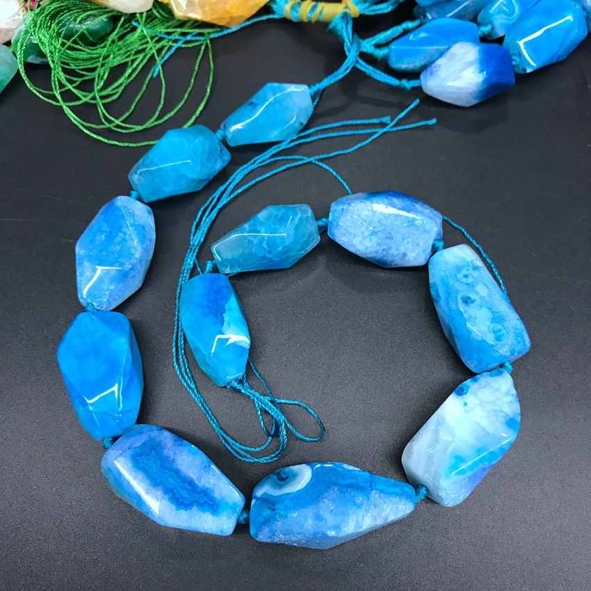 Large Size Rainbow Dragon Veins Agates Faceted Nugget Loose Beads,Colourful Natural Onxy Pendants Necklace for Jewelry Making