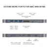 Qwiizlab USB C Hub for Mac Mini with Dual Drive Enclosure SATA NVMe M.2 SSD 10Gbps SD Card Reader Docking Staion HDMI DP (Gray) 3