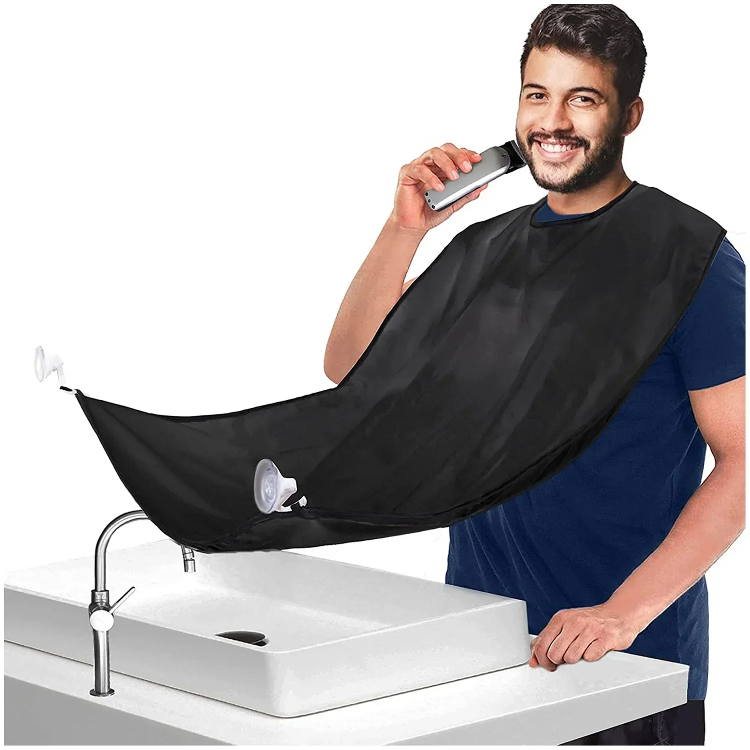 Beard Catcher Cape Bib Mirror Suction Cup Apron Hair Shave Clean Care Waterproof Floral Cloth Two Suction