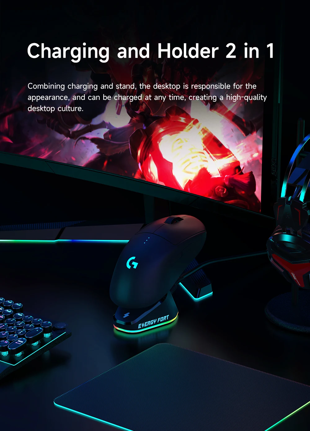 jogo do rato sem fio carregador doca para logitech lightspeed pro powerplay razer deathadder naga pro
