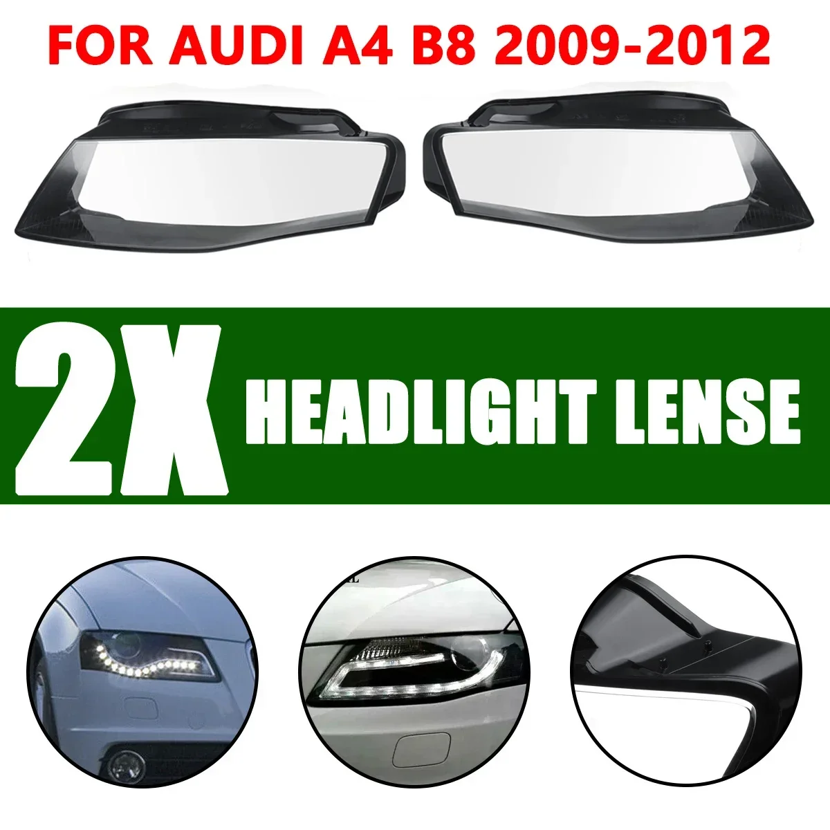 Coppia Copertura Faro Anteriore Guscio Faro Lente Paralume Trasparente Per Audi A4 A4L B8 2009 2010 2011 2012 Guscio Faro
