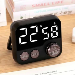 Large Display Smart Digital Kitchen Timer with LED Alarm (Black)