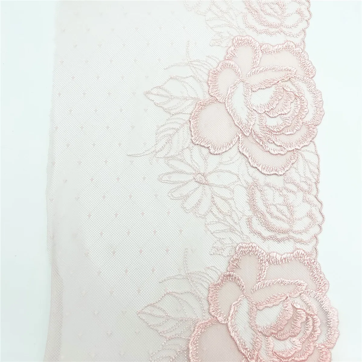 3y/lot Width 7 7/8 inch (20cm) Light Pink Embroidery Lace Trim Skirt Hem Clothes Sewing Material DIY Apparel Dress Fabric 4