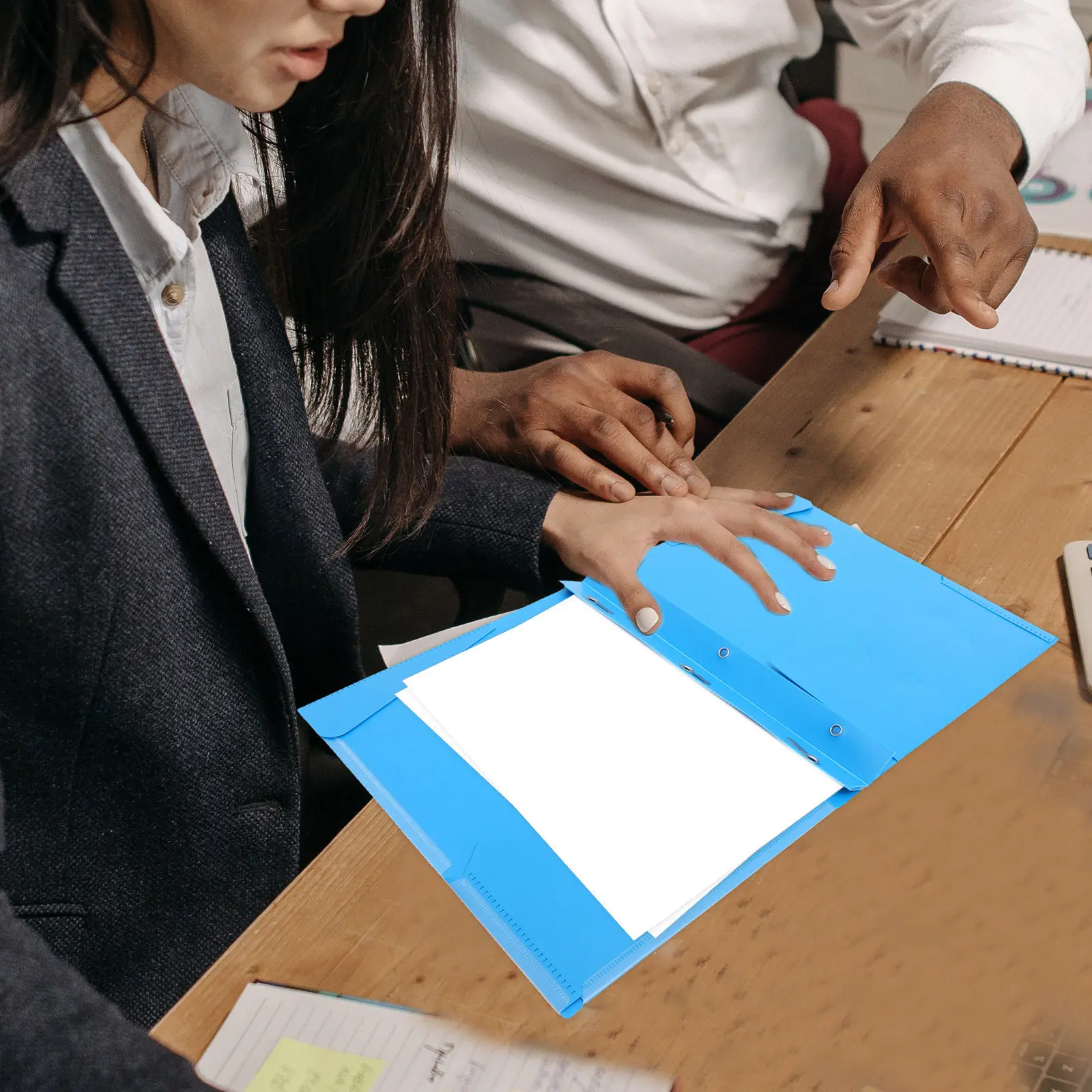 6Pcs 헤비 듀티 플라스틱 파일 폴더(2개의 포켓 포함) 사무실 홈 스쿨 문서 정리용 부드러운 둥근 모서리 휴대용