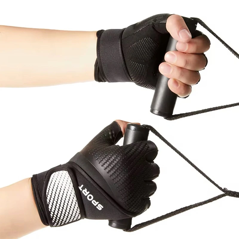 1 Pair Workout Gloves Gym Weight Lifting Gloves Wrist Wrap Support Full Palm Protection Extra Grips For Fitness Pull-up