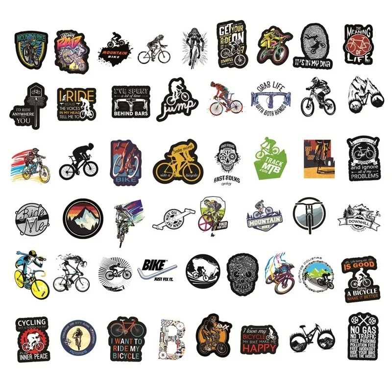 Waterproof Mountain Bike Stickers 50PCS Cool MTB Bicycle Decals For DIY Laptop Phone Skateboard Luggage Outdoor Design